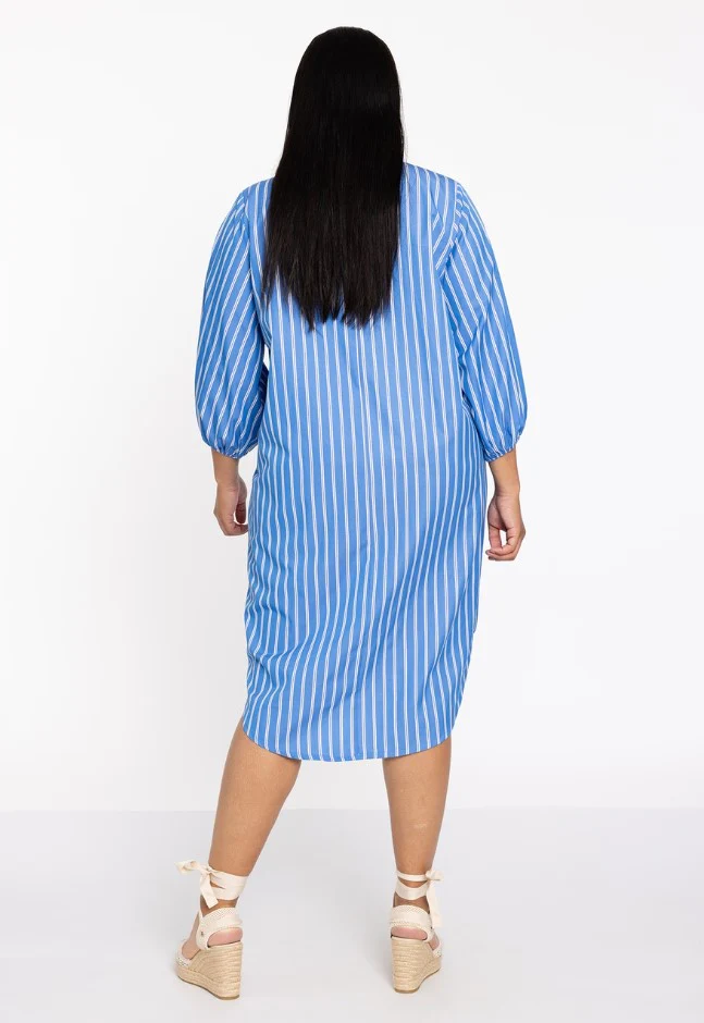Jurken lange mouw blauw Yoek - Image 2
