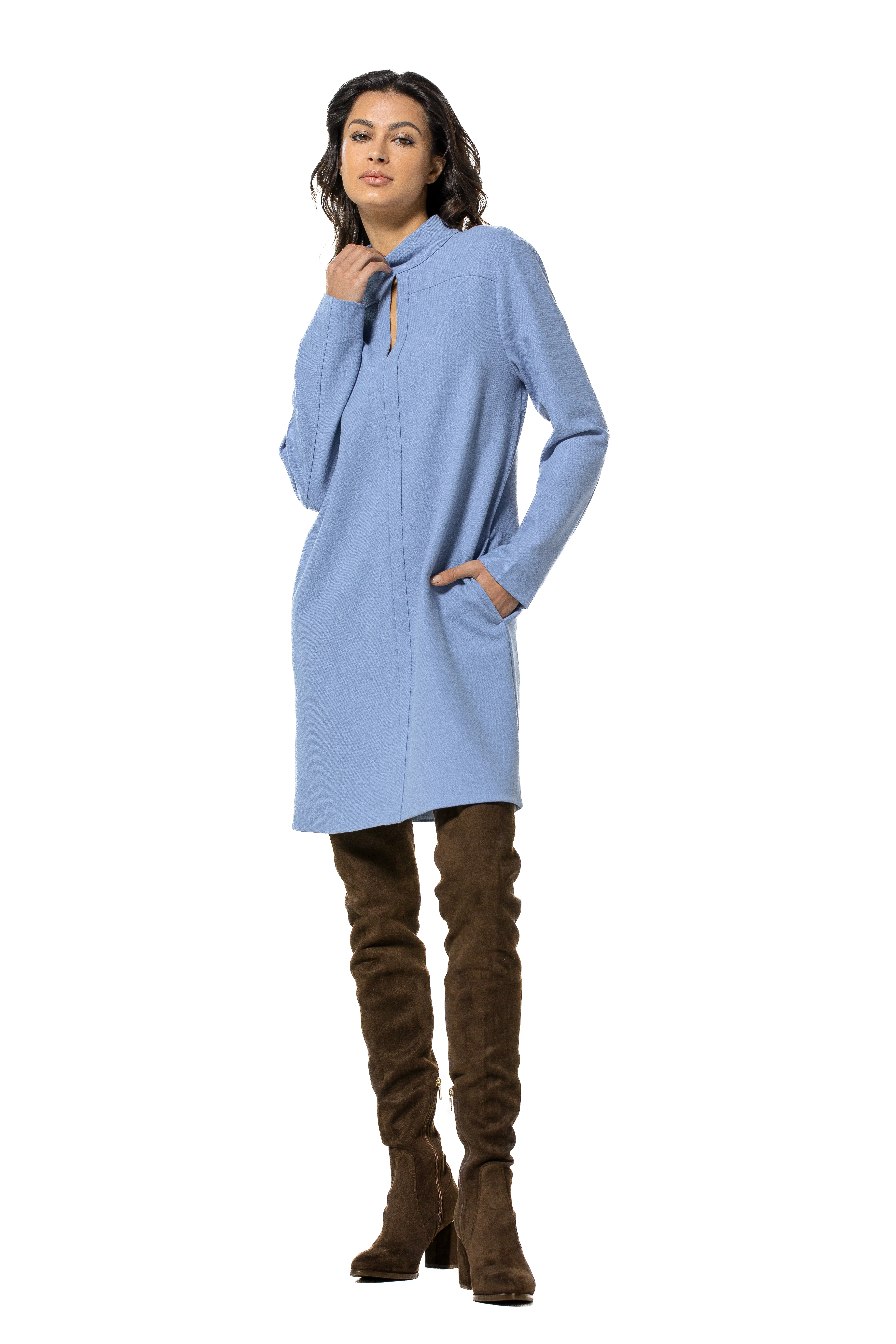 Jurken lange mouw blauw Caroline Biss - Image 4