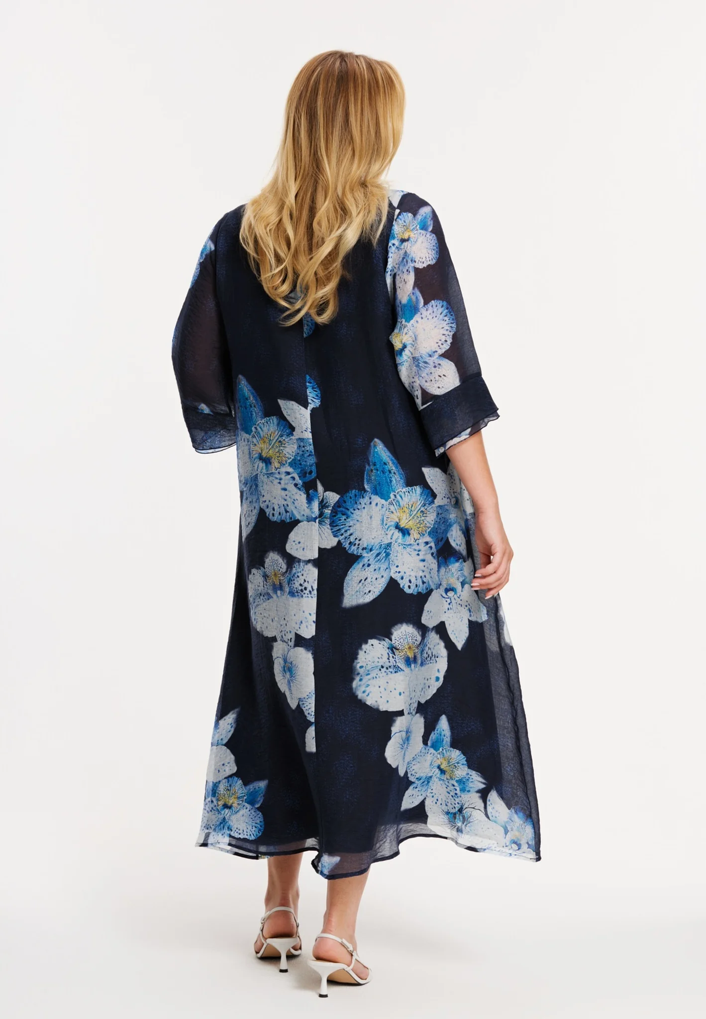 Jurken lange mouw navy Yoek - Image 2