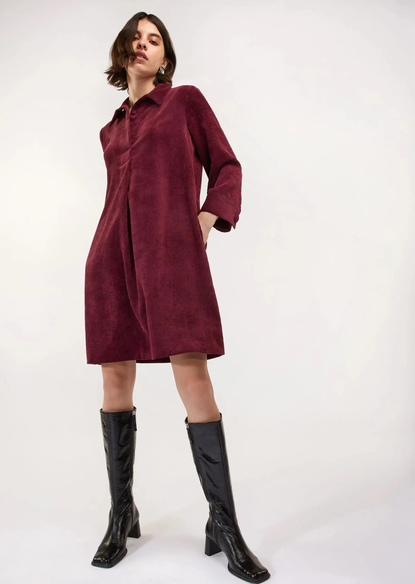 Jurken lange mouw bordeaux Senso