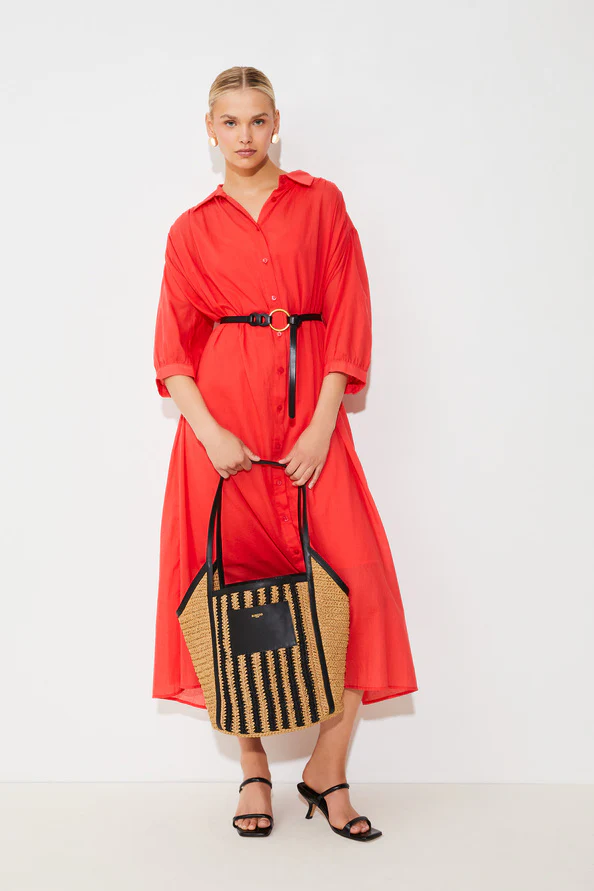 Jurken lange mouw rood Suncoo Paris