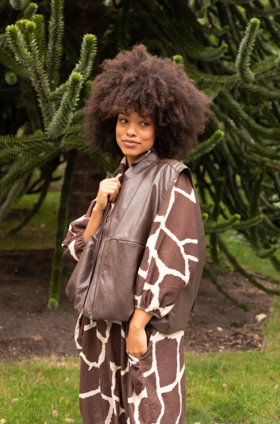 Leren jassen bruin BLACK ROSE