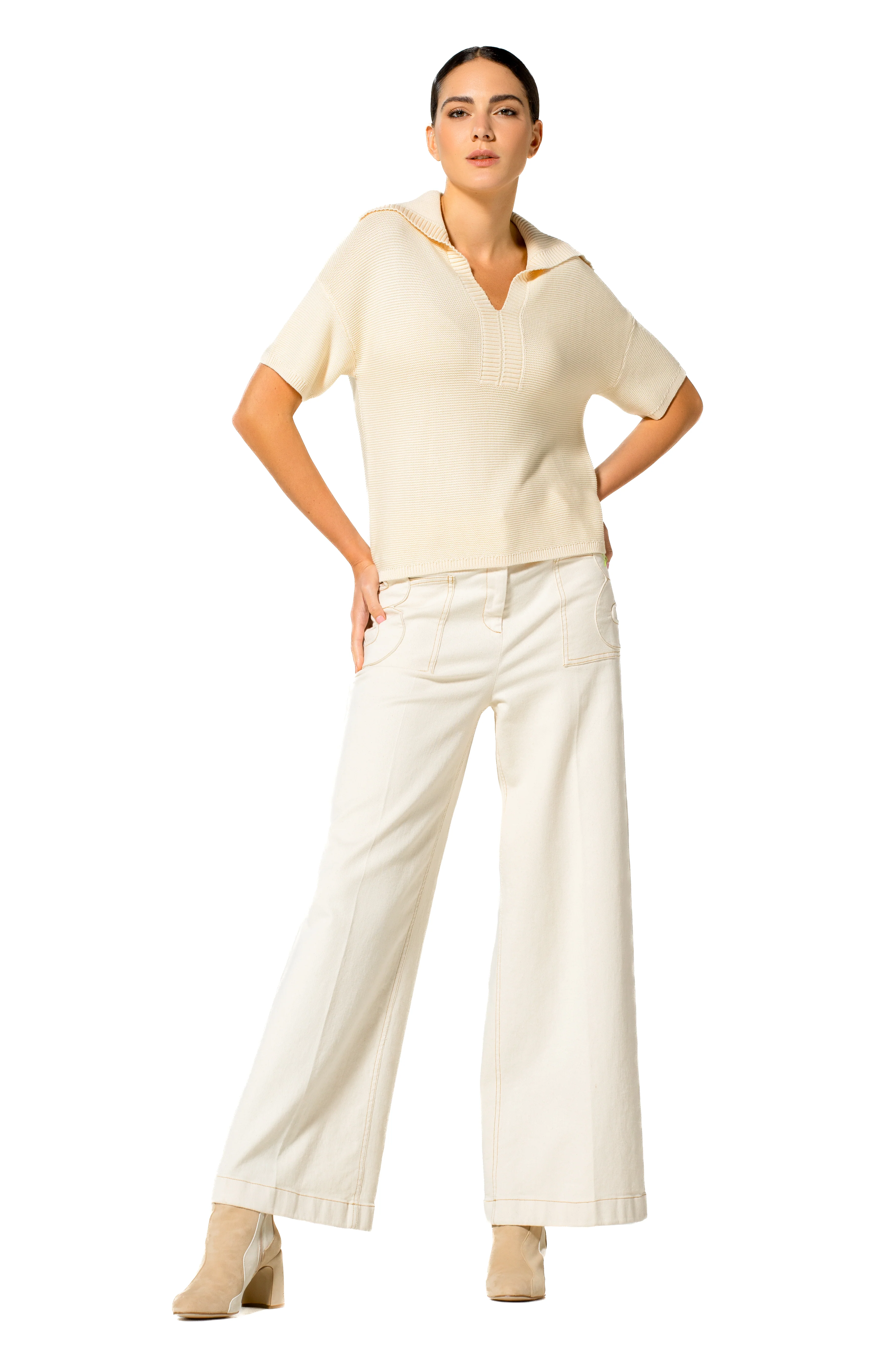 Polo's korte mouw beige Caroline Biss - Image 2