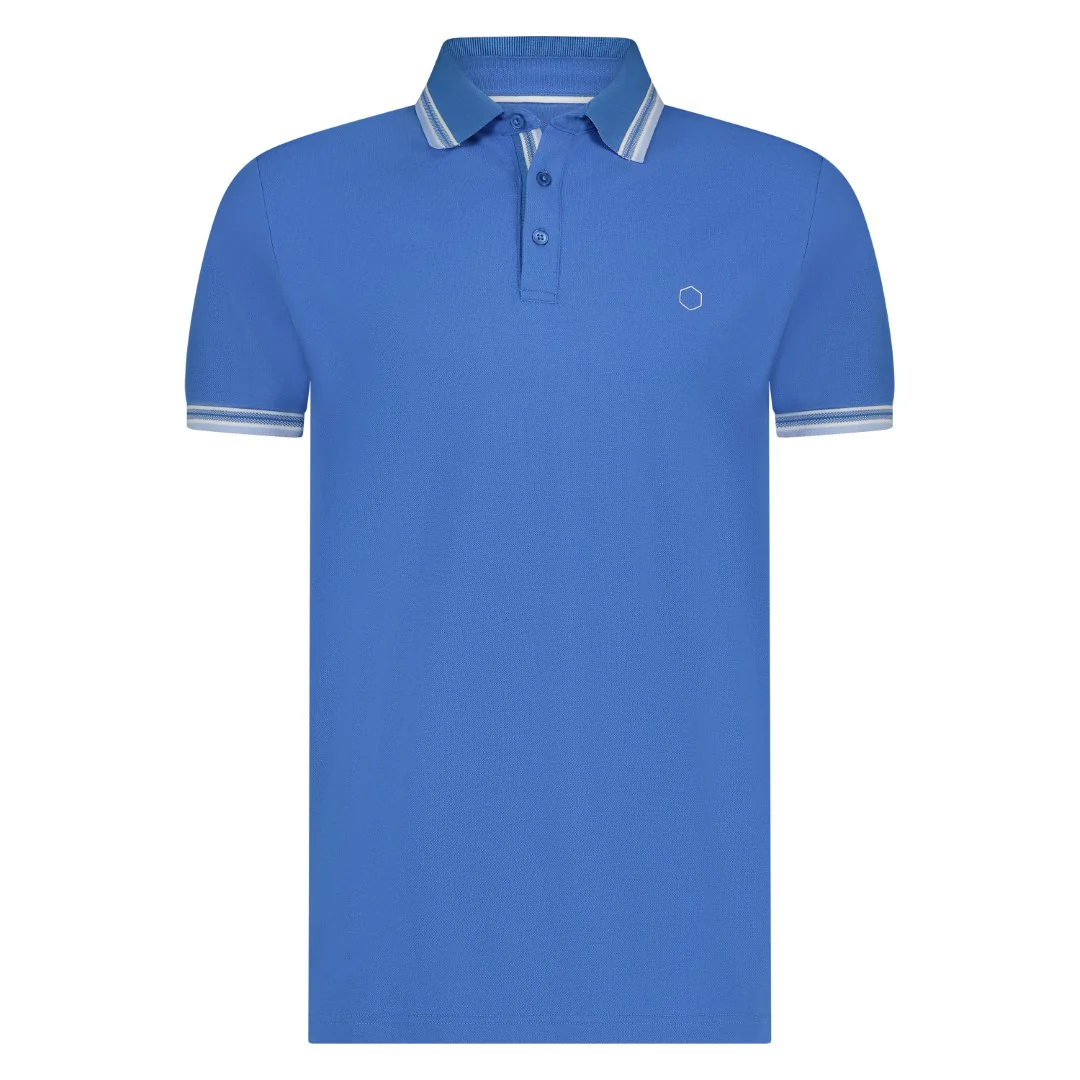 Polo's korte mouw blauw Marco Manzini
