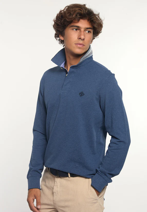 Polo's lange mouw blauw River Woods