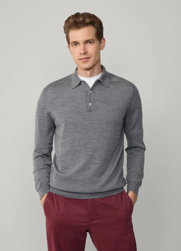 Polo's lange mouw grijs Façonnable