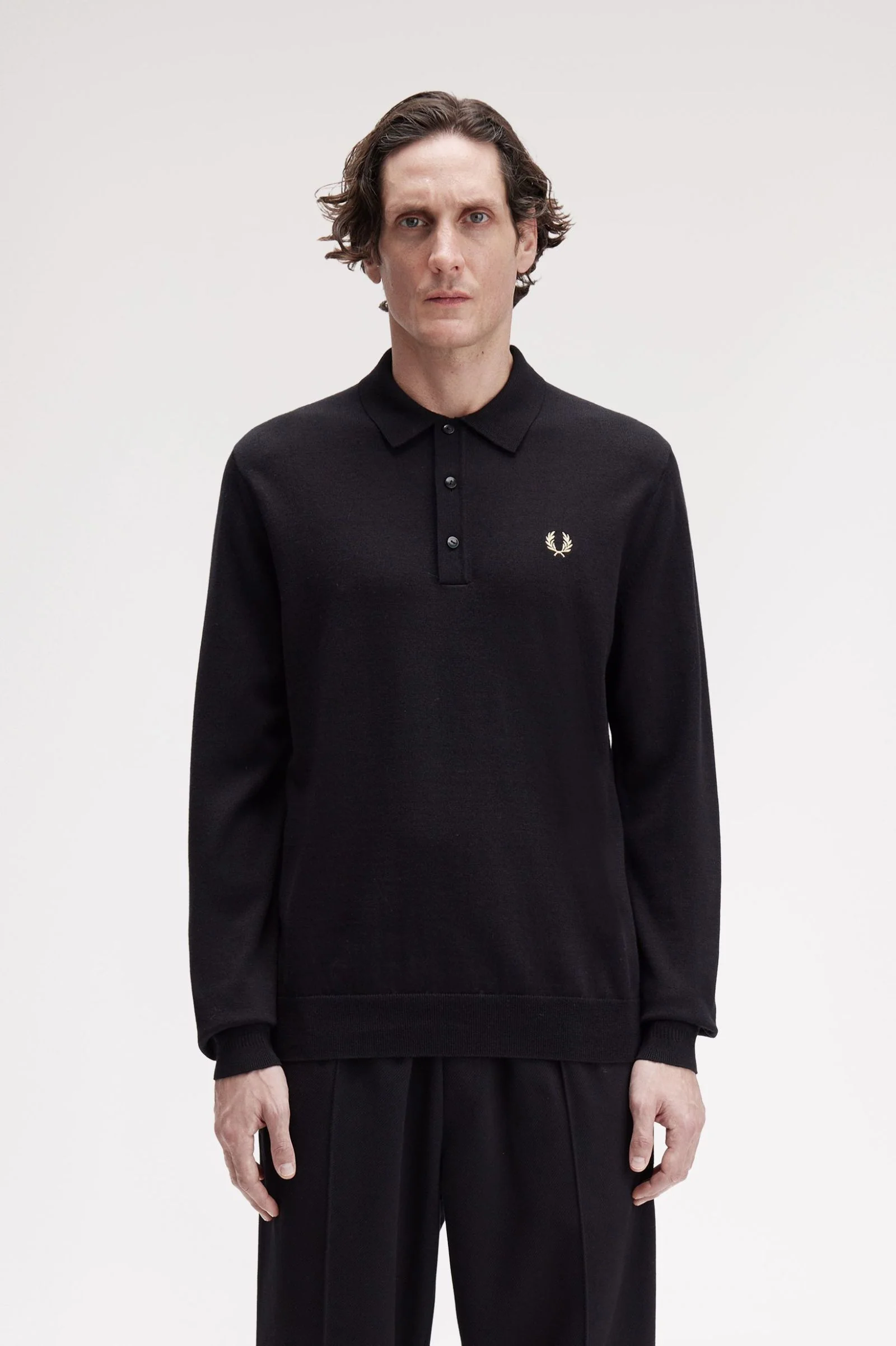 Polo's lange mouw zwart Fred Perry