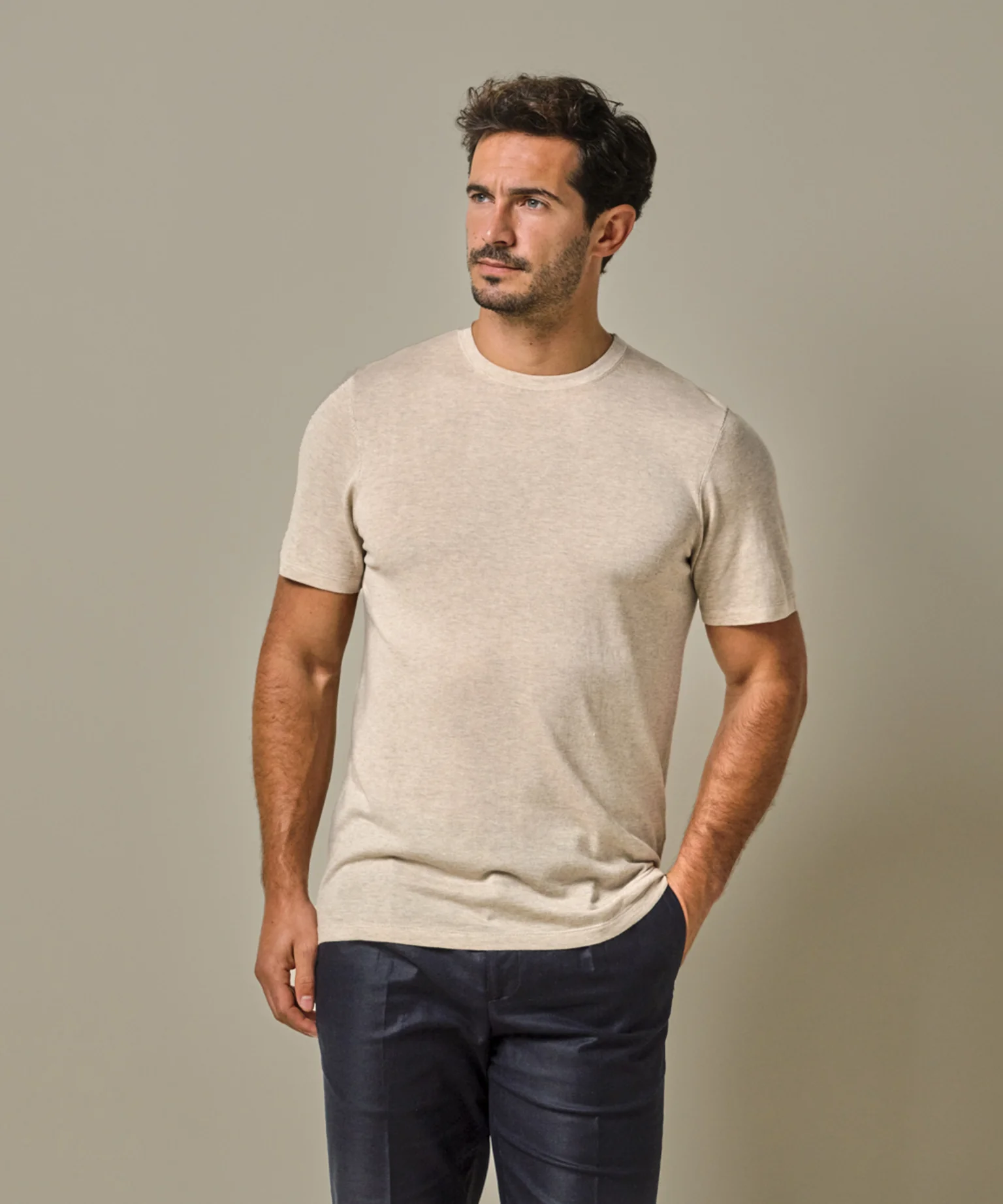 T-shirts korte mouw beige Profuomo