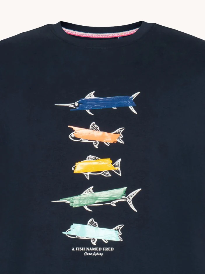 T-shirts korte mouw blauw A Fish Named Fred - Image 2
