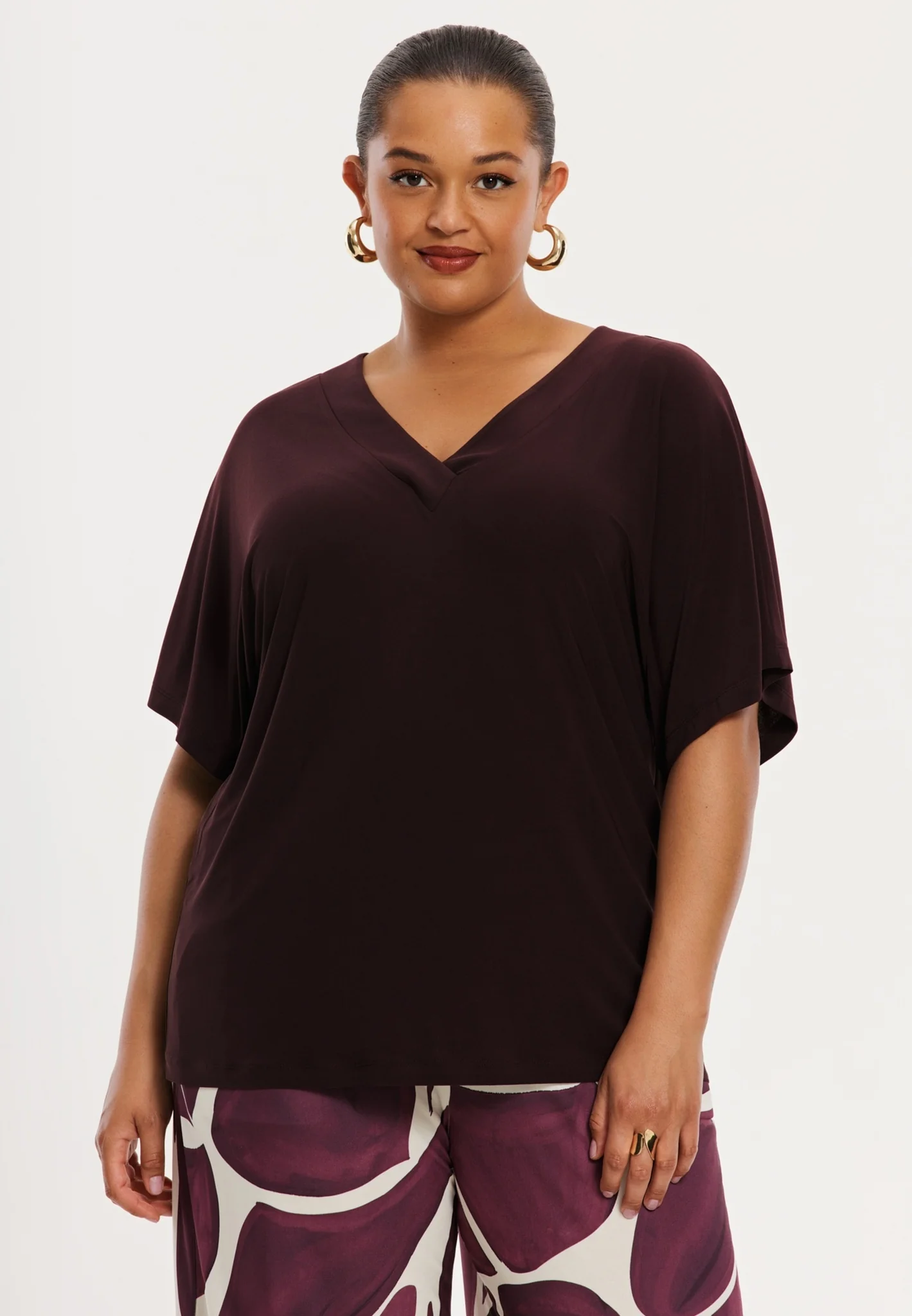 T-shirts korte mouw bordeaux Yoek