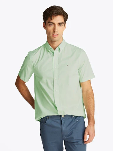 Hemden korte mouw groen Tommy Hilfiger