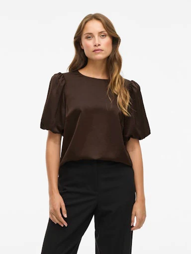 Blouses korte mouw bruin VILA