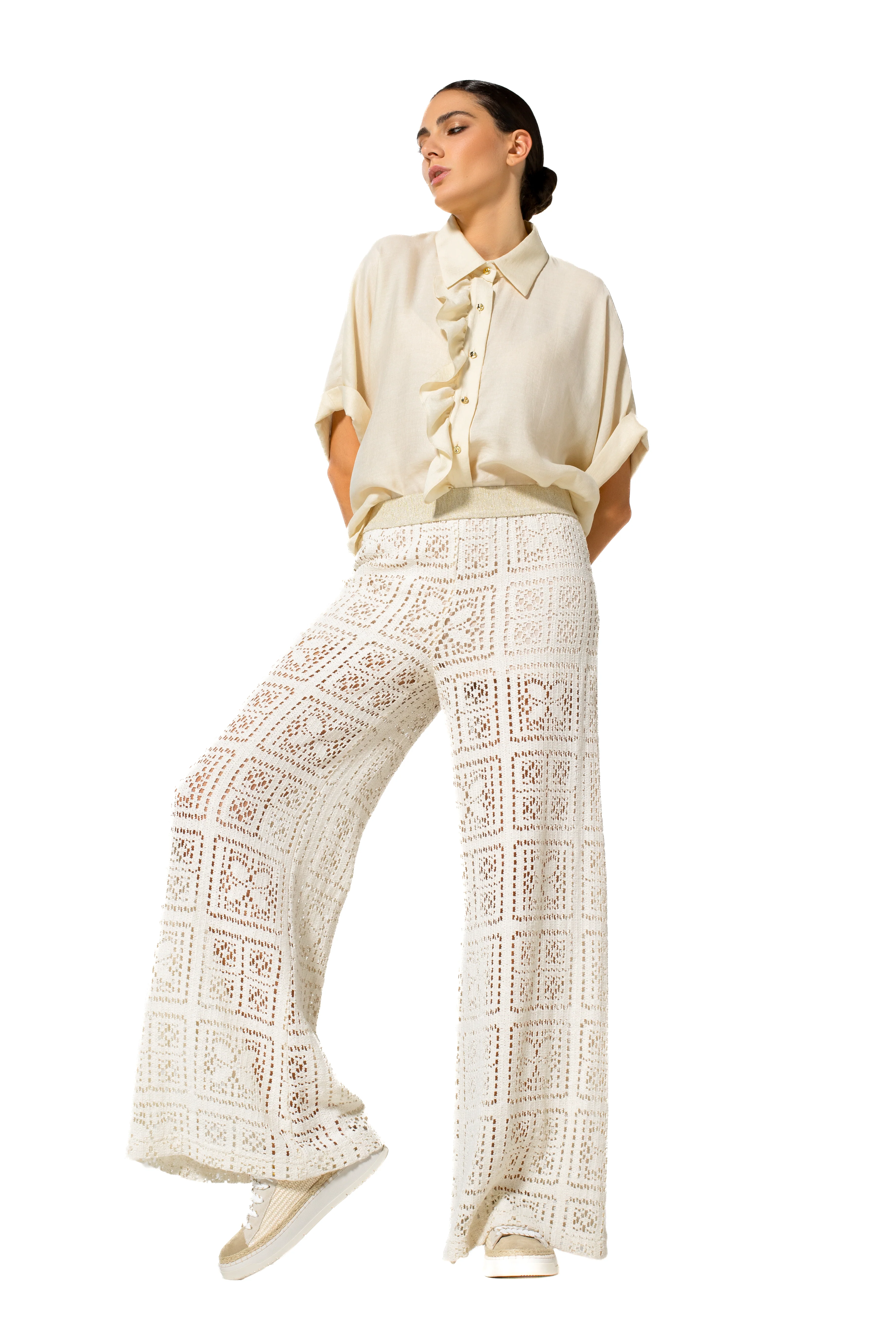 Blouses korte mouw beige Caroline Biss - Image 2
