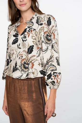 Blouses lange mouw beige Geisha - Image 6