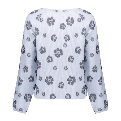 Blouses lange mouw blauw Geisha - Image 2